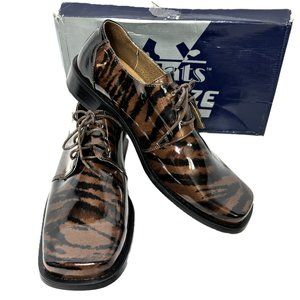 Vintage  Zoot Suit Zebra  Brwn Blk Oxford Formal Dress Shoe Rare OOAK NWOT